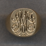 Gold Monogram Ring by Heraldica Imports