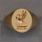 Mens Gold Family Crest Solid Ring with Plain Shank by Heraldica Imports