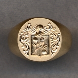 Mens Gold Family Crest Solid Ring with Plain Shank by Heraldica Imports