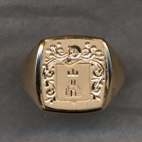 Mens Gold Family Crest Ring Hollow by Heraldica Imports