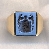 Mens Stone Family Crest Ring with Plain Shank by Heraldica Imports
