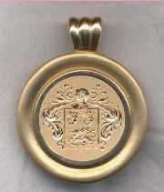A gold Crest Pendant.